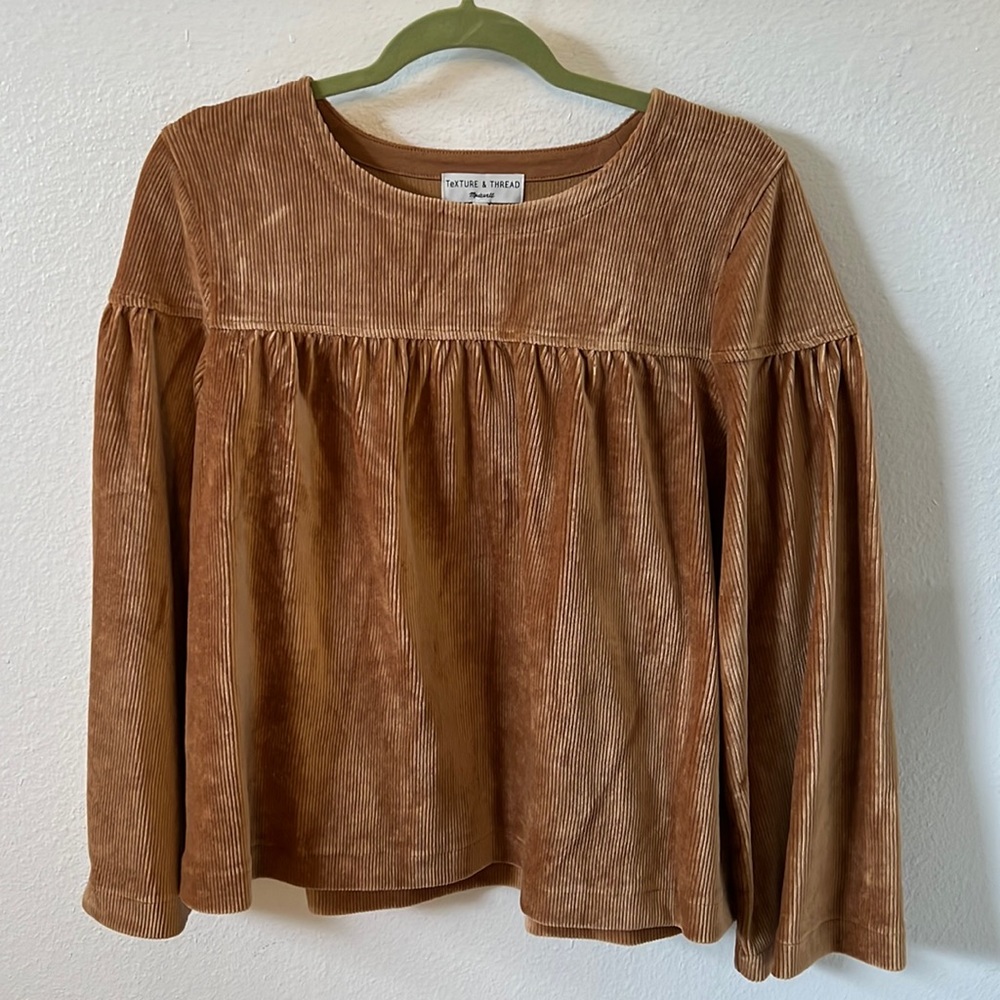 Madewell Texture & Thread - ribbed velvet babydoll / retro inspired top